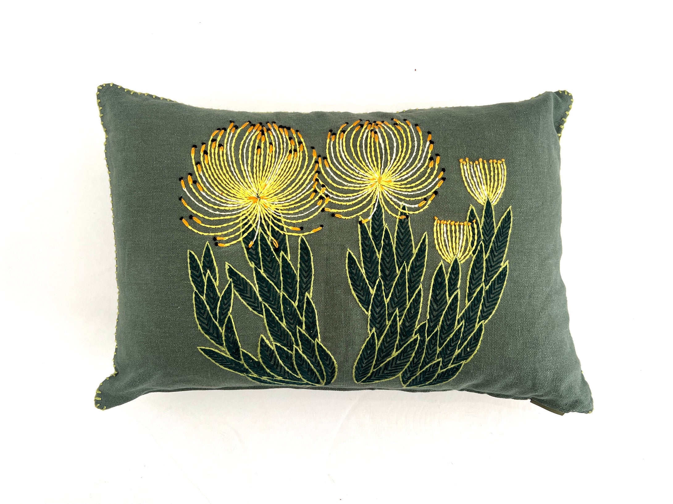 YELLOW ROCKET PINCUSHION heavy linen scatter