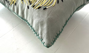 YELLOW ROCKET PINCUSHION heavy linen scatter