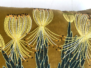 YELLOW ROCKET PINCUSHION heavy linen scatter