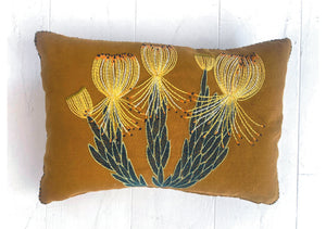 YELLOW ROCKET PINCUSHION heavy linen scatter